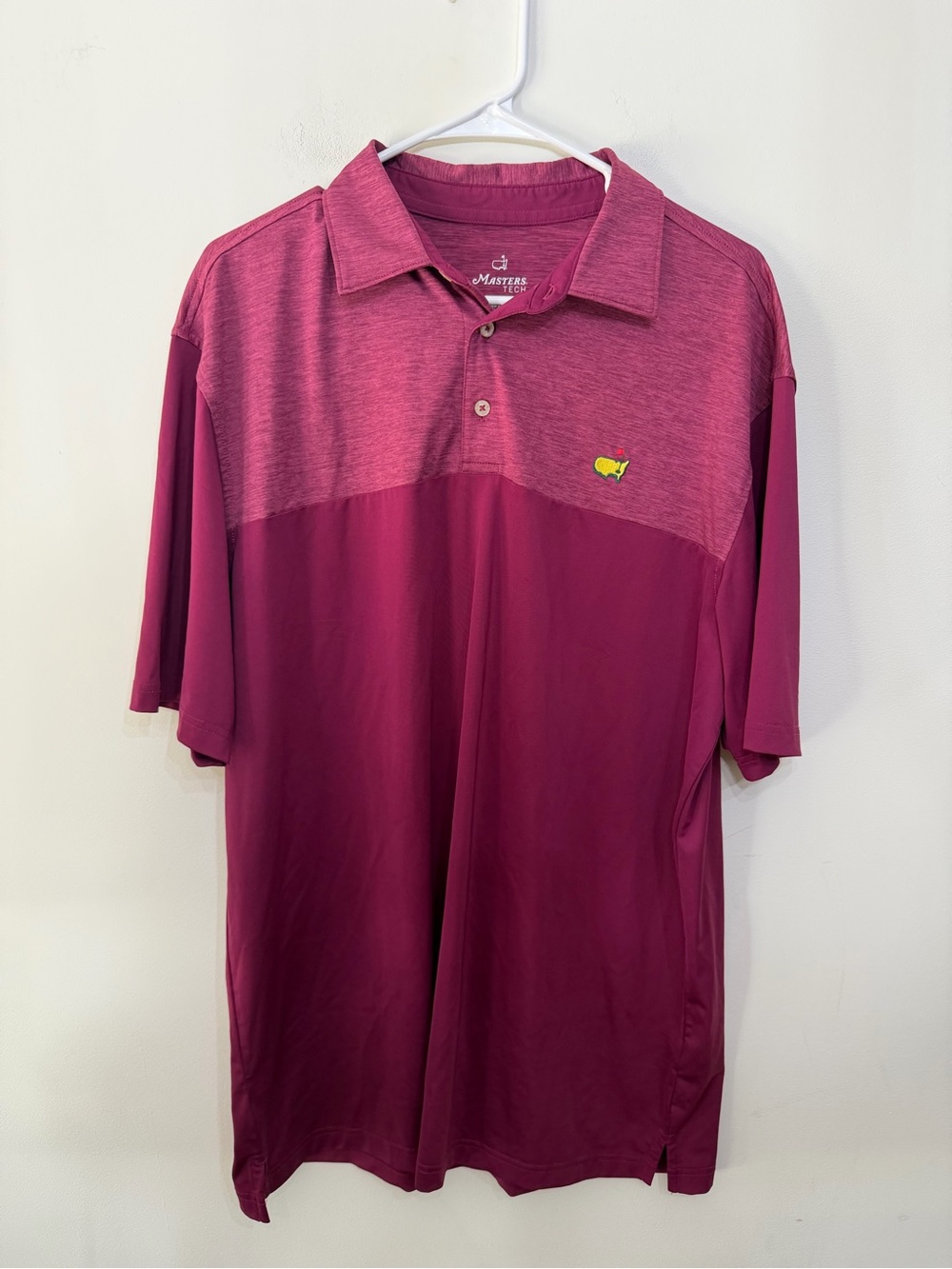 Masters Tech Golf Polo Colorblock Performance Shirt Berry Maroon Men’s L